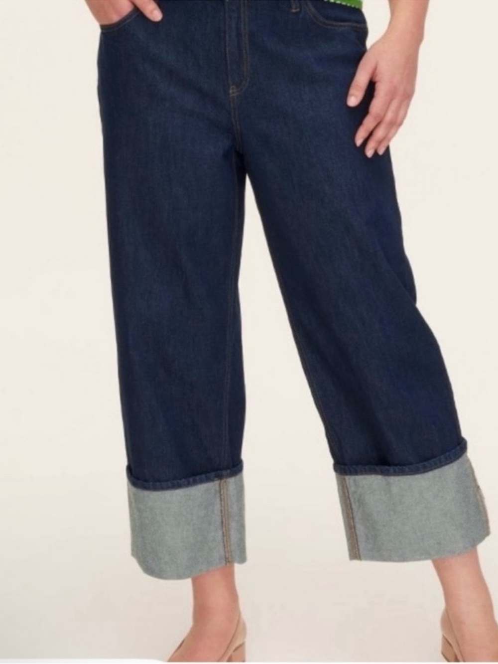 NWT kate spade X Target Size 20 Dark Indigo Wide-Leg Cuffed Cropped Jeans